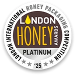 London Honey Packaging Conference platinum award badge