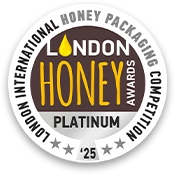 London Honey Packaging Conference platinum award badge