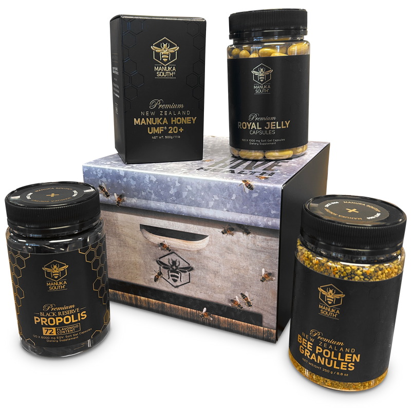 Manuka South Whole Hive Health Bundle Manuka Honey, Propolis, Royal Jelly and Bee Pollen